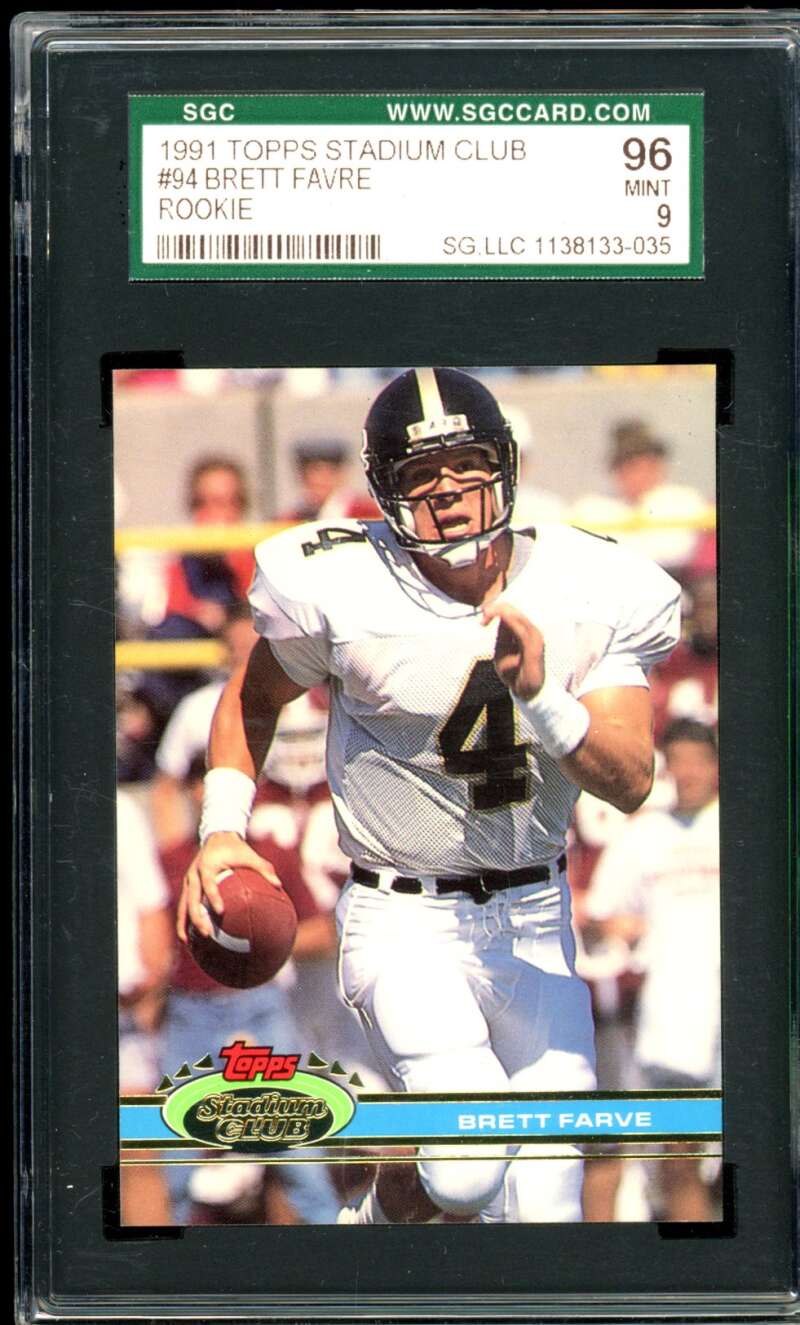 Brett Favre Rookie Card 1991 Stadium Club #94 SGC 9 Image 1