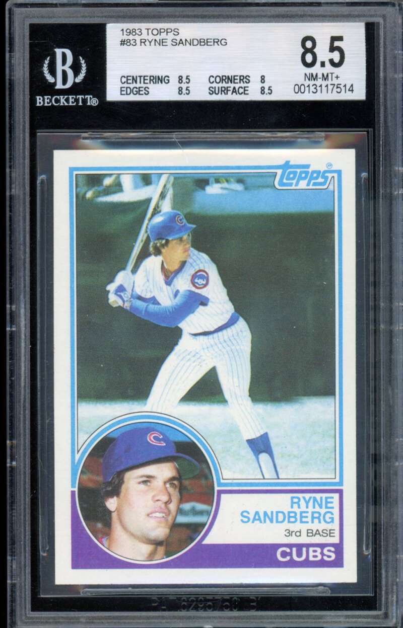 Ryne Sandberg Rookie Card 1983 Topps #83 BGS 8.5 Image 1