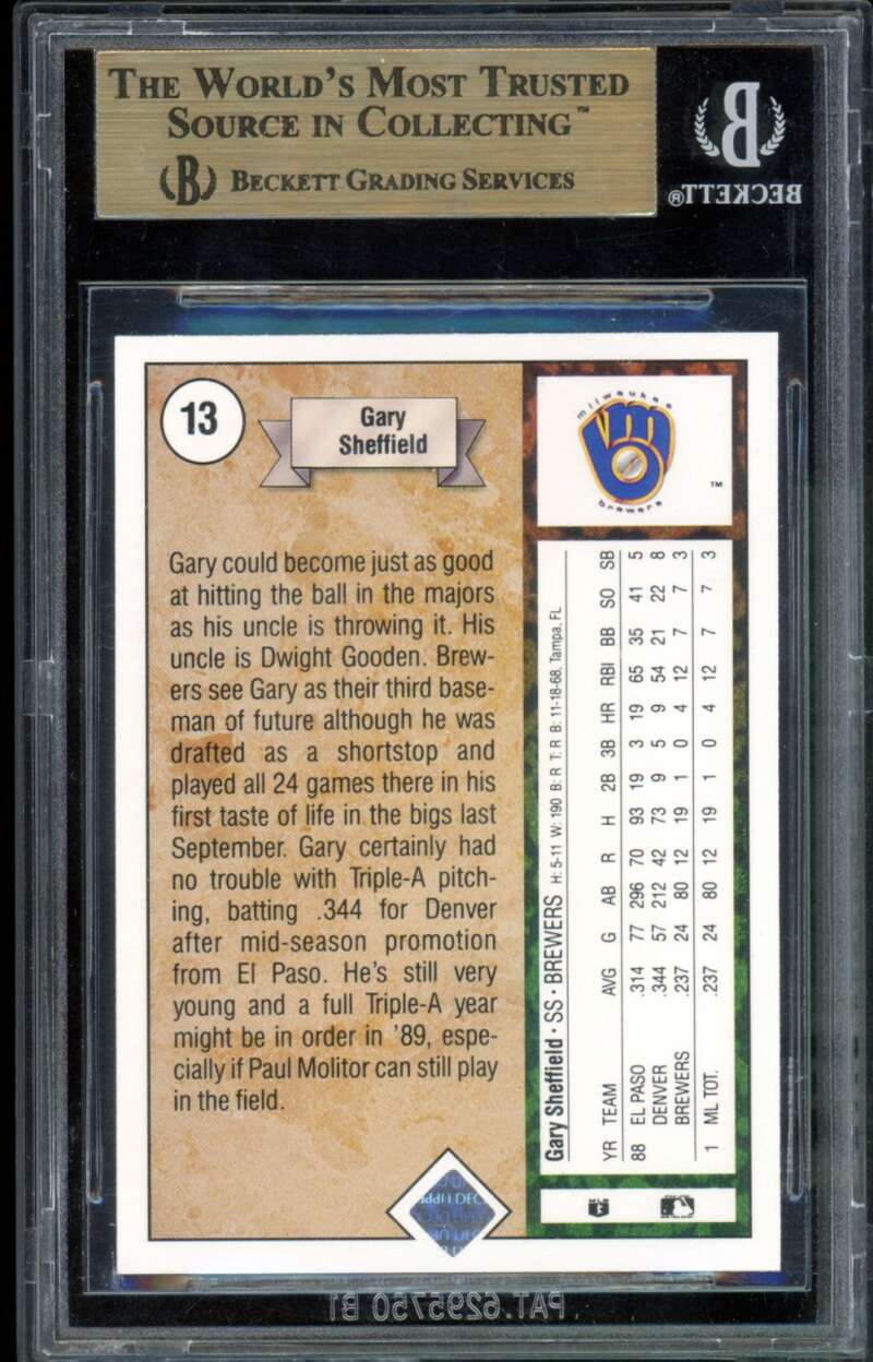 Gary Sheffield Rookie Card 1989 Upper Deck #13 BGS 9.5 Image 2