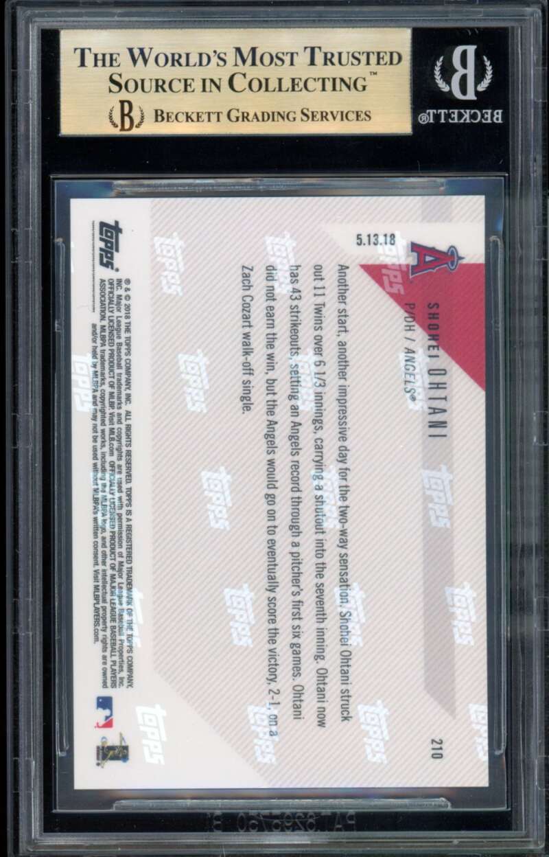 Shohei Ohtani Rookie Card 2018 Topps Now #210 BGS 9.5 Image 2