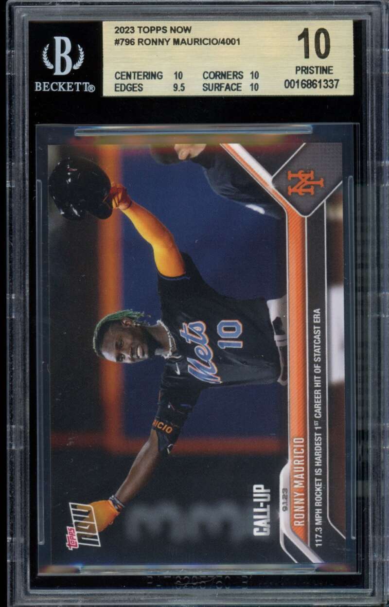 Ronny Mauricio Rookie Card 2023 Topps Now #796 (PRISTINE) BGS 10 Image 1