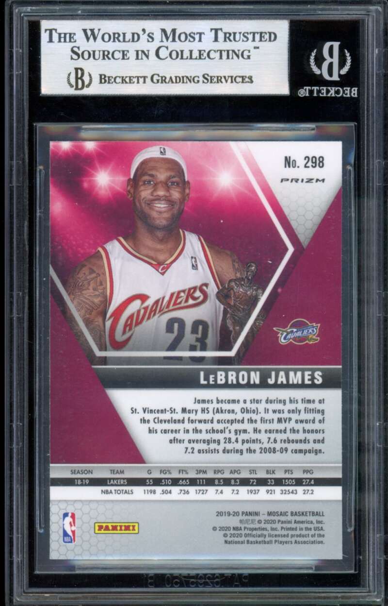 LeBron James Card 2019-20 Panini Mosaic Green #298 BGS 9 Image 2
