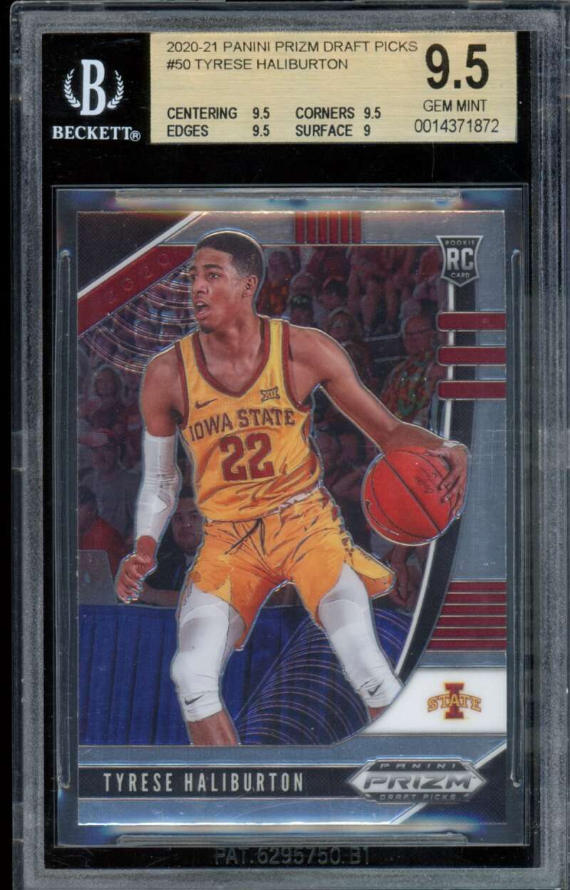 Tyrese Haliburton Rookie Card 2020-21 Panini Prizm Draft Picks #50 BGS 9.5 Image 1