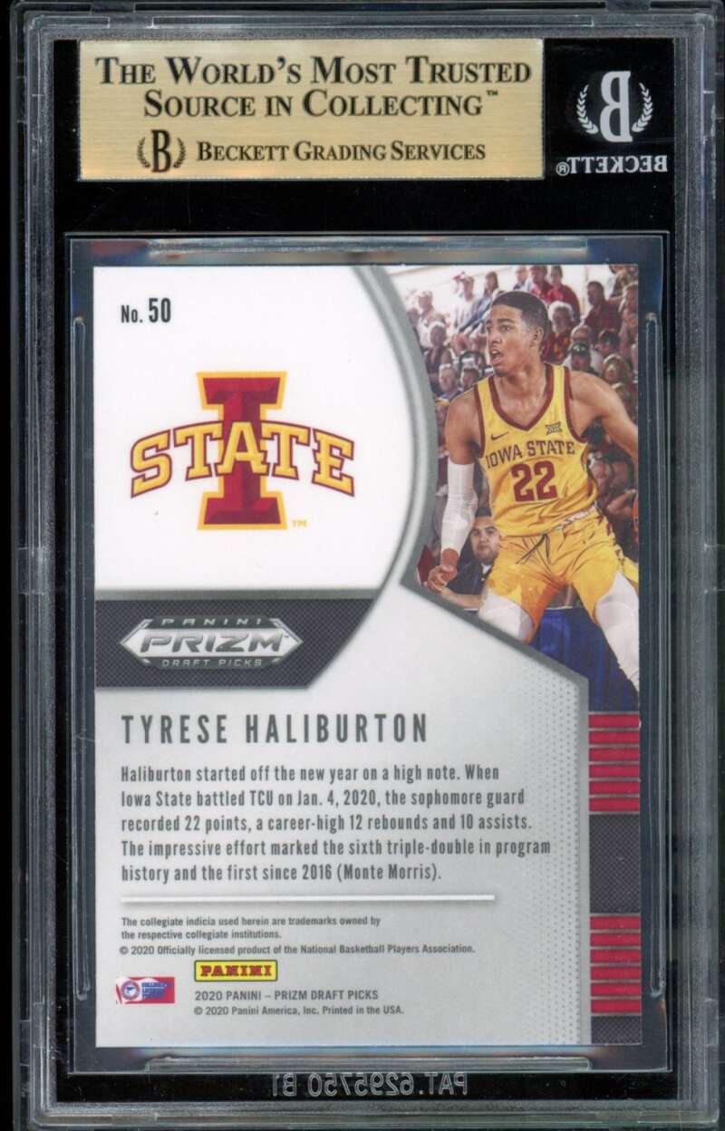 Tyrese Haliburton Rookie Card 2020-21 Panini Prizm Draft Picks #50 BGS 9.5 Image 2