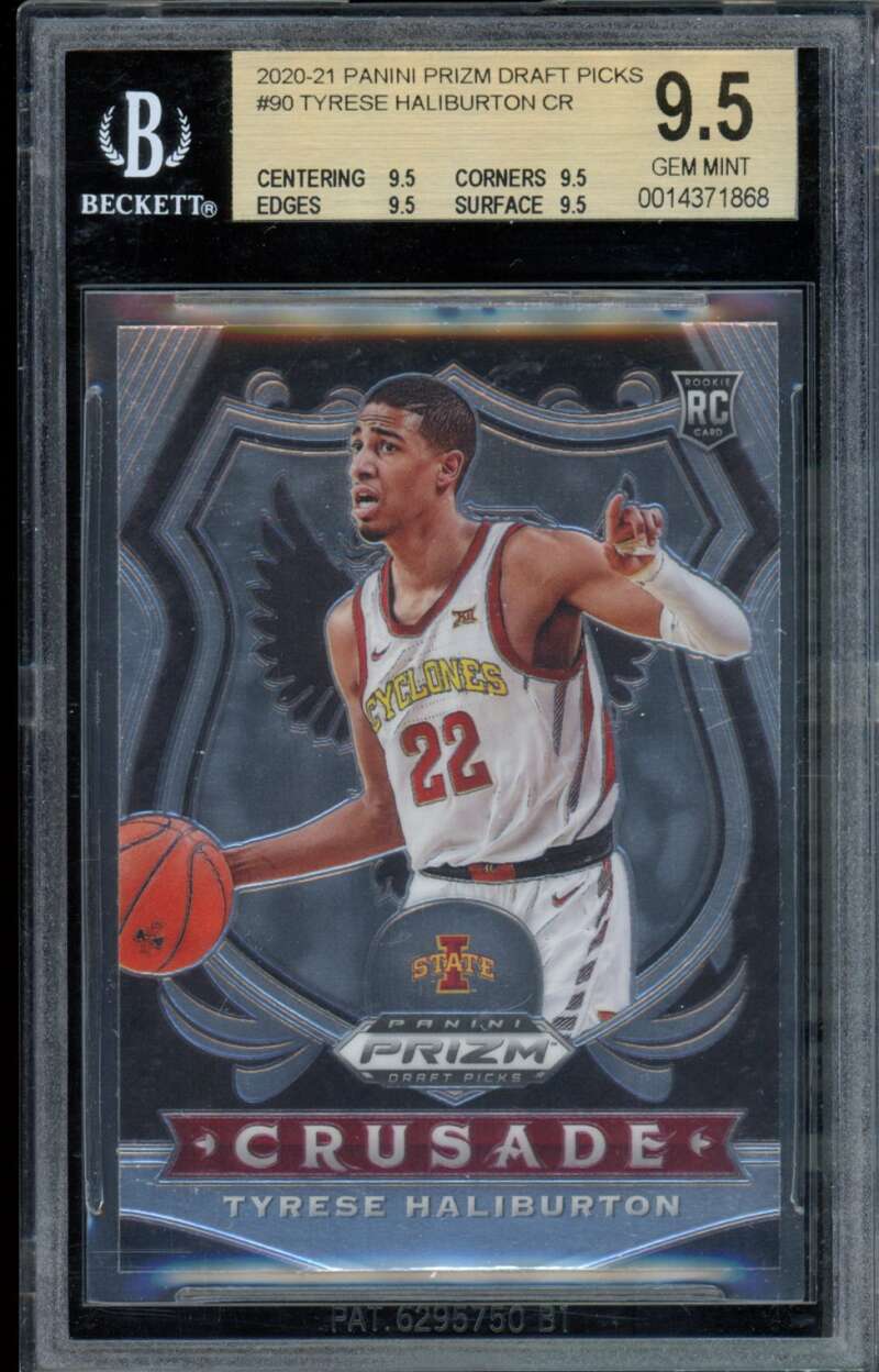 Tyrese Haliburton Rookie Card 2020-21 Panini Prizm Draft Picks #90 BGS 9.5 Image 1