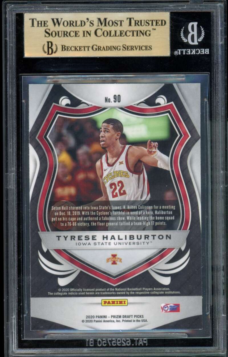 Tyrese Haliburton Rookie Card 2020-21 Panini Prizm Draft Picks #90 BGS 9.5 Image 2