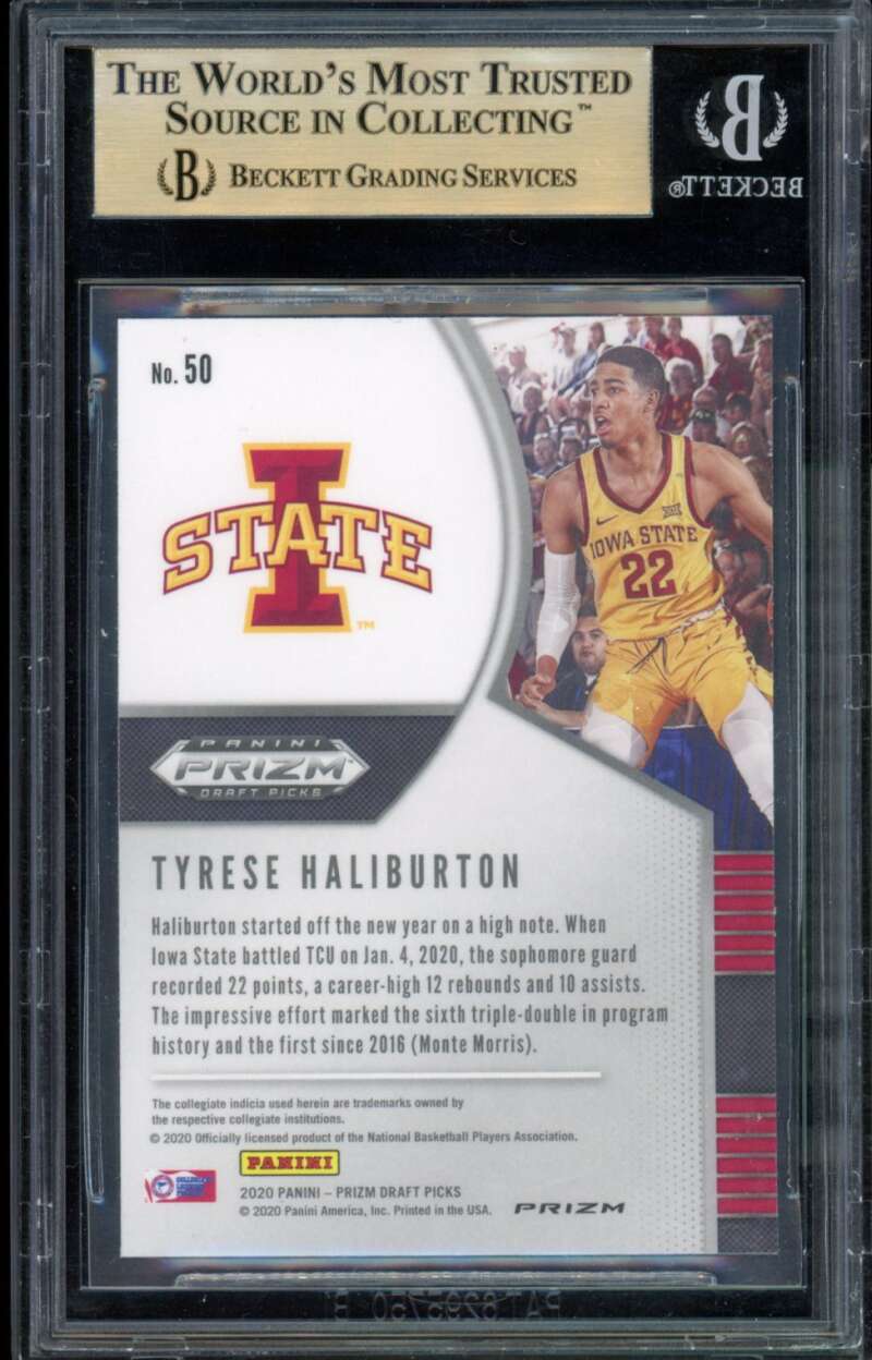 Tyrese Haliburton Rookie Card 2020-21 Panini Prizm DP Red White Blue #50 BGS 9.5 Image 2
