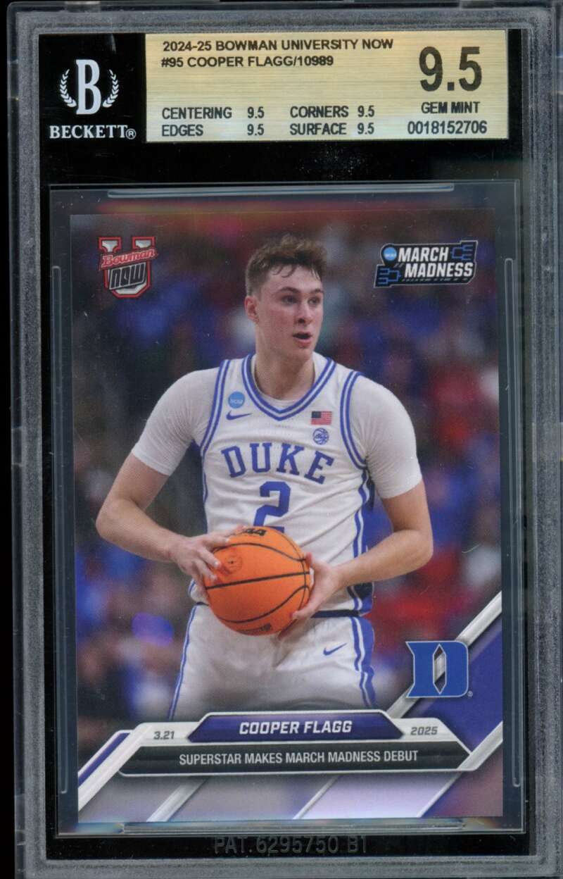 Cooper Flagg Rookie Card 2024-25 Bowman University #95 BGS 9.5 Image 1