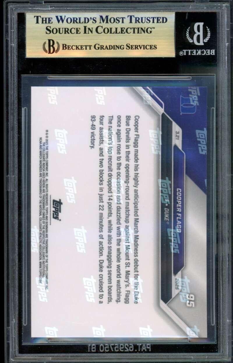 Cooper Flagg Rookie Card 2024-25 Bowman University #95 BGS 9.5 Image 2