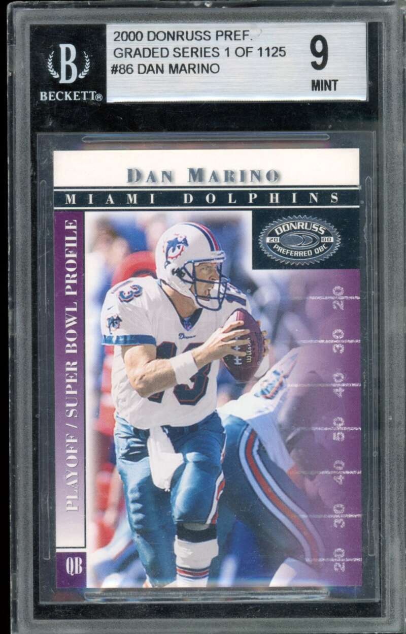 Dan Marino Card 2000 Donruss Pref Graded Series #86 BGS 9 Image 1