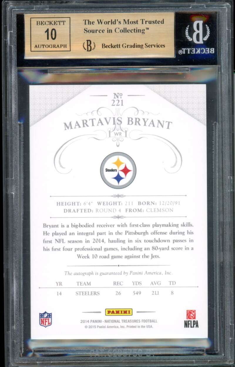 Martavis Bryant Rookie Card 2014 National Treasures #221 BGS 9.5 Image 2