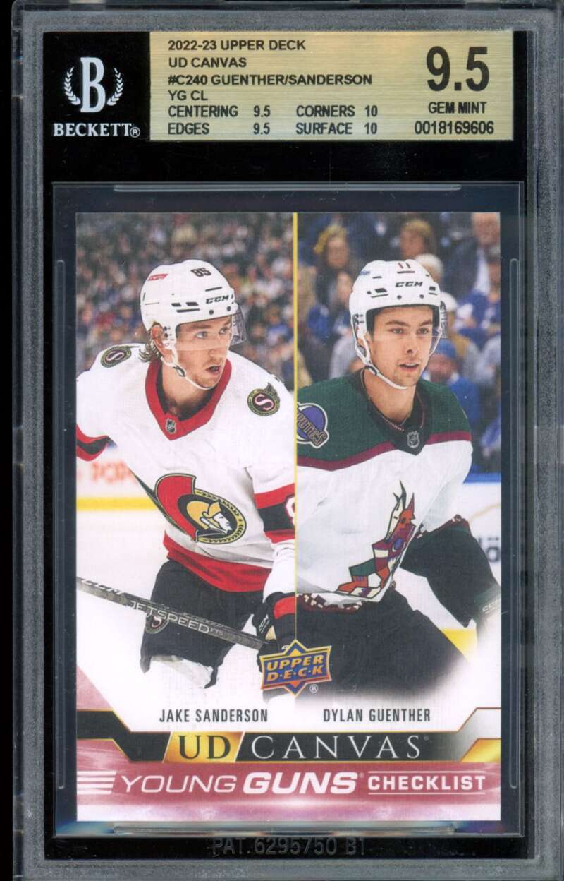 Dylan Guenther/Jake Sanderson Card 2022-23 Upper Deck Canvas #C240 BGS 9.5 Image 1