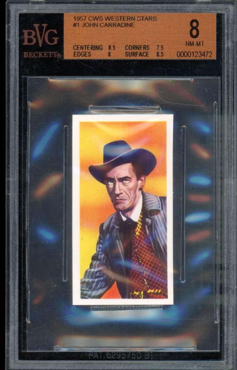 John Carradine Card 1957 CWS Western Stars #1 BGS BVG 8 Image 1