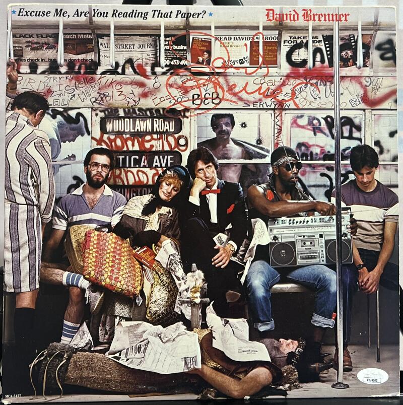  David Brenner "Excuse Me, Are You Reading the Paper" Autograph Signed Album Cover JSA Authentic Image 1