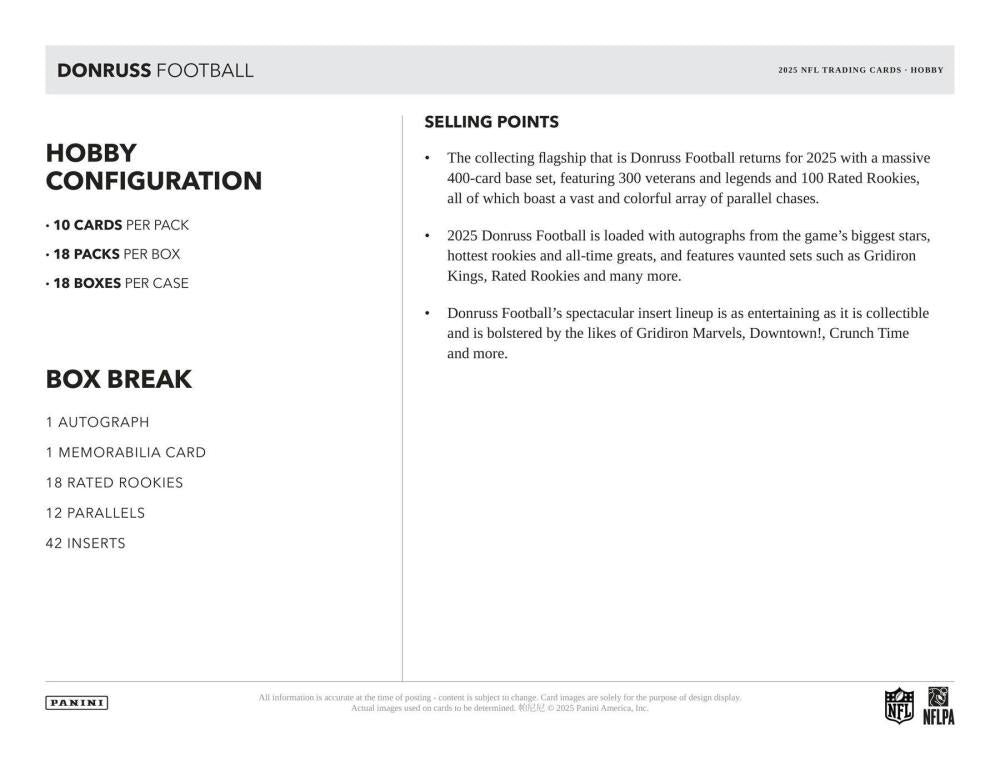 2025 Panini Donruss Football Hobby Box Image 6