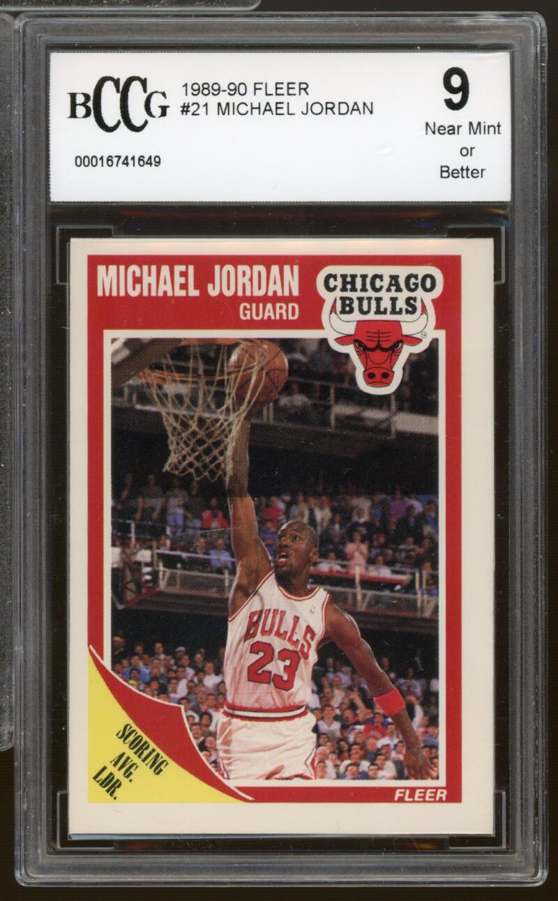 1989-90 Fleer #21 Michael Jordan Card BGS BCCG 9 Near Mint+ Image 1