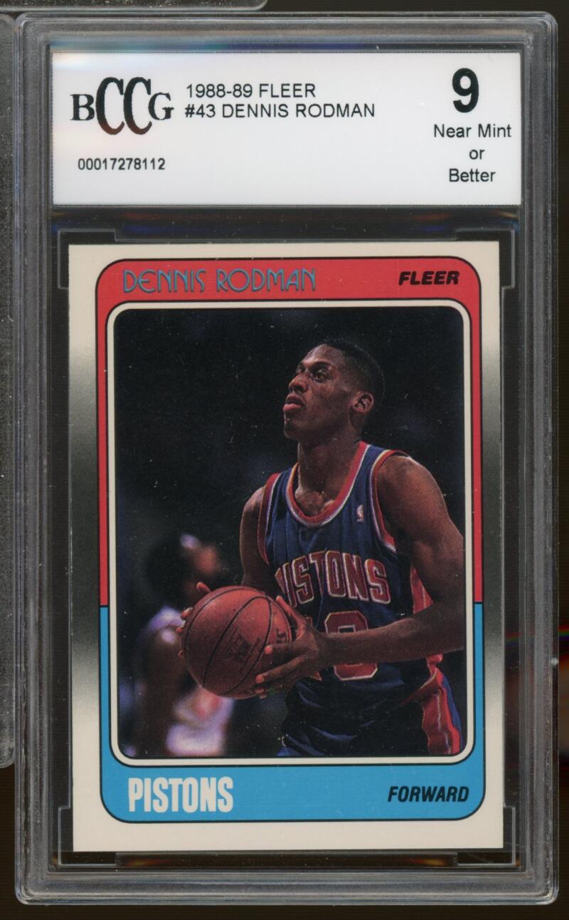 1988-89 Fleer #43 Dennis Rodman Rookie Card BGS BCCG 9 Near Mint+ Image 1