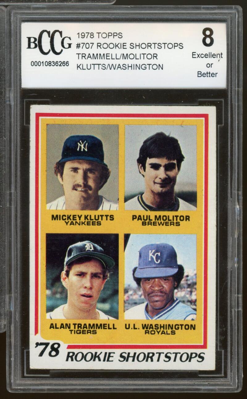 1978 Topps #707 Alan Trammell / Paul Molitor Rookie Card BGS BCCG 8 Excellent+ Image 1