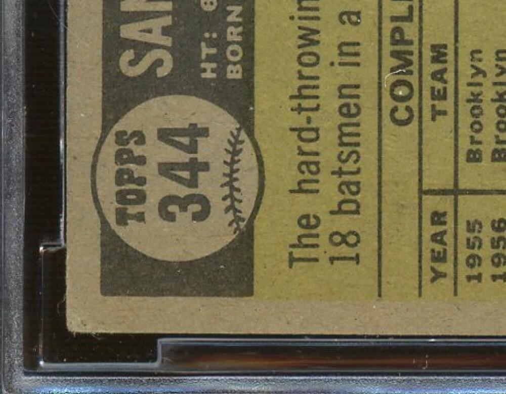1961 Topps #344 Sandy Koufax Card BGS BCCG 8 Excellent+ Image 9