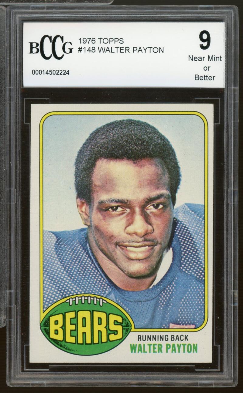 1976 Topps #148 Walter Payton Rookie Card BGS BCCG 9 Near Mint+ Image 1