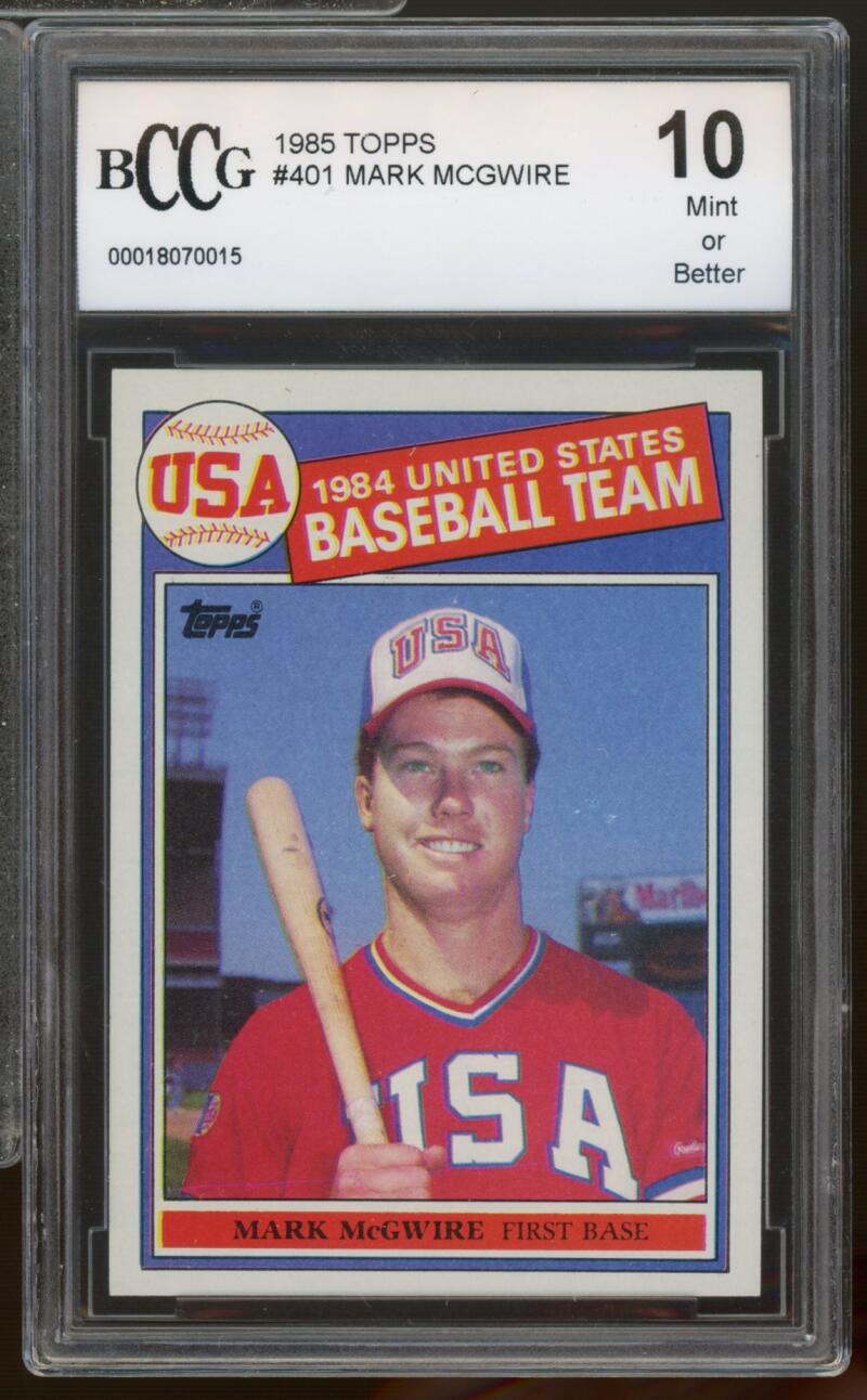 1985 Topps #401 Mark McGwire Rookie Card BGS BCCG 10 Mint+ Image 1