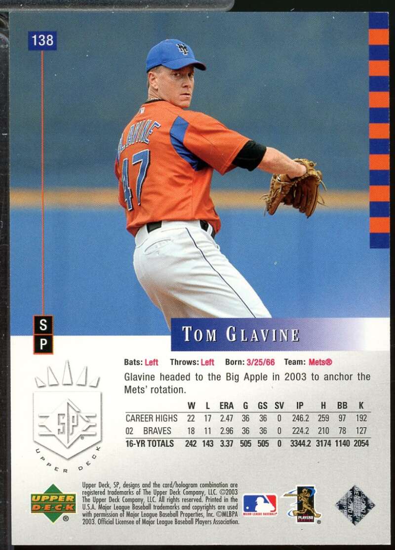 Tom Glavine Card 2003 SP Authentic Back to '93 /1993 #138  Image 2