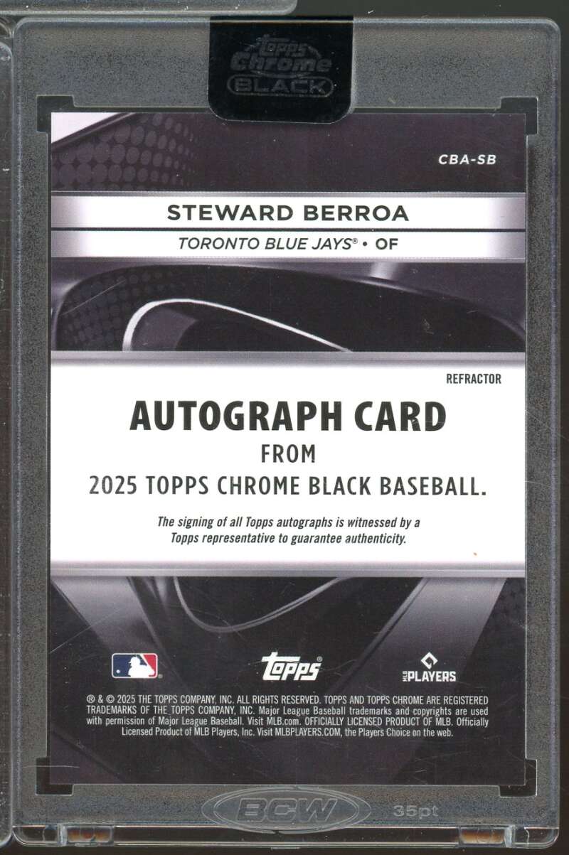 Steward Berroa Rookie 2025 Topps Chrome Black Autographs Refractor /199 #CBASB  Image 2