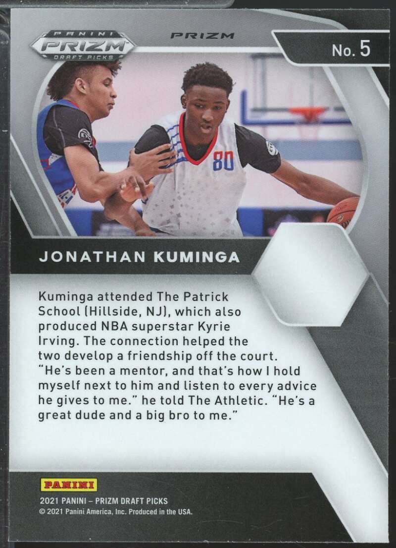 Jonathan Kuminga Rookie Card 2021-22 Panini Prizm Draft Picks Orange Ice #5  Image 2