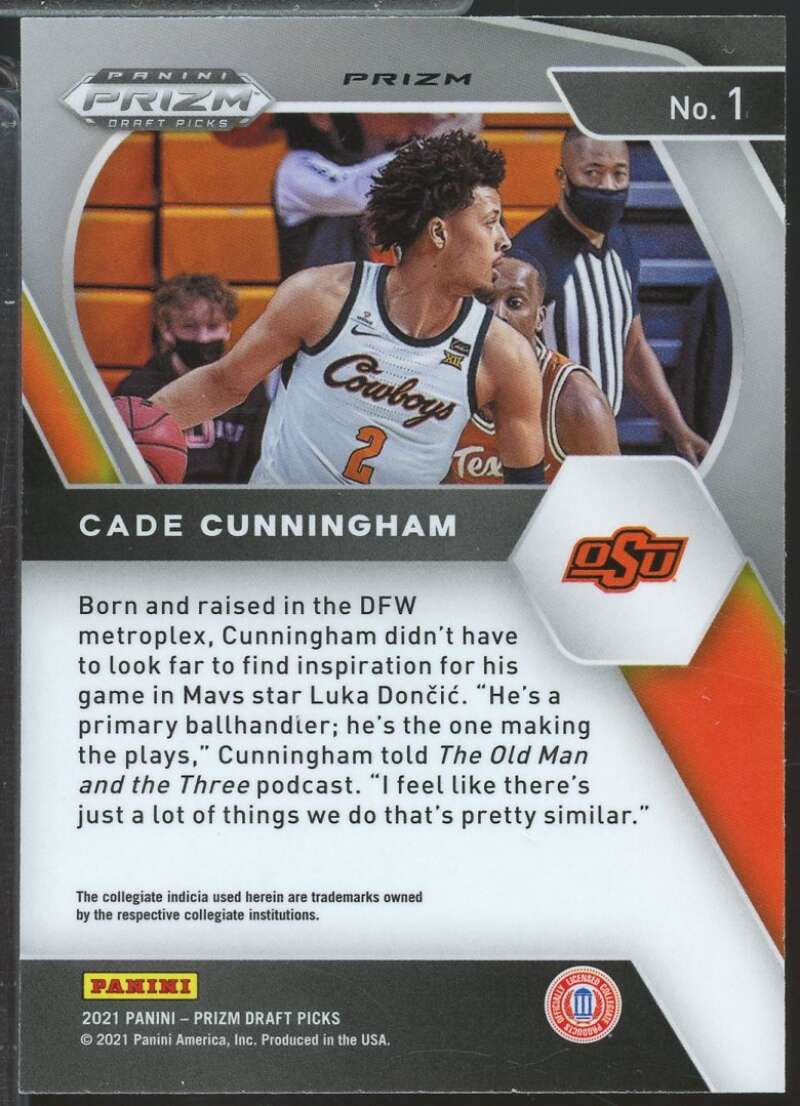 Cade Cunningham Rookie Card 2021-22 Panini Prizm Draft Picks Orange Ice #1  Image 2