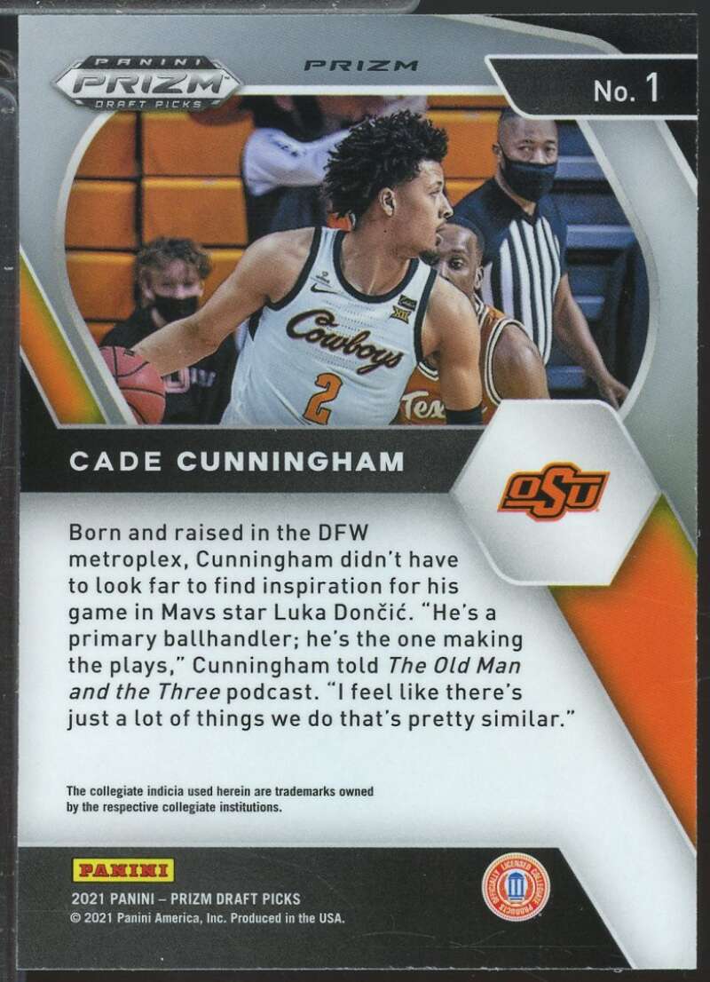 Cade Cunningham Rookie Card 2021-22 Panini Prizm Draft Picks Orange Ice #1  Image 2