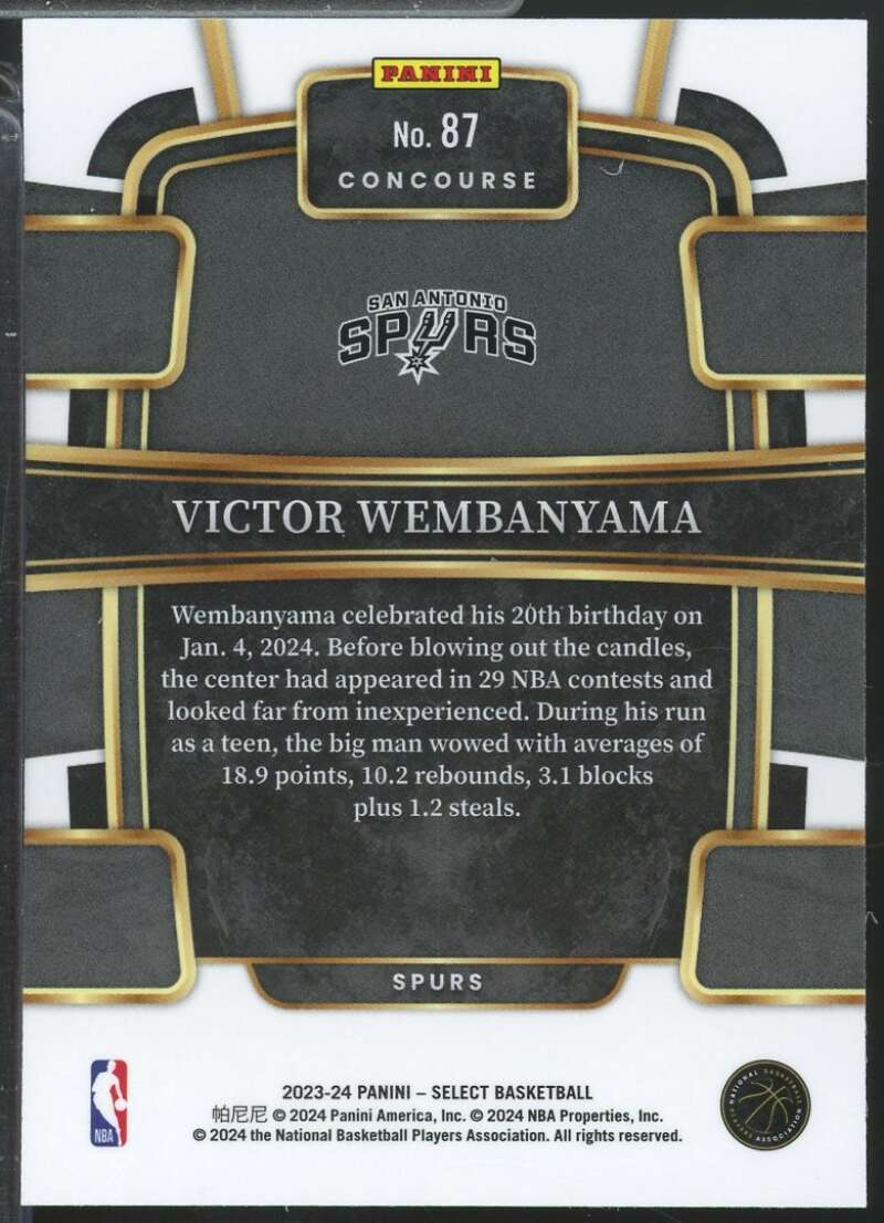 Victor Wembanyama Rookie Card 2023-24 Select #87  Image 2