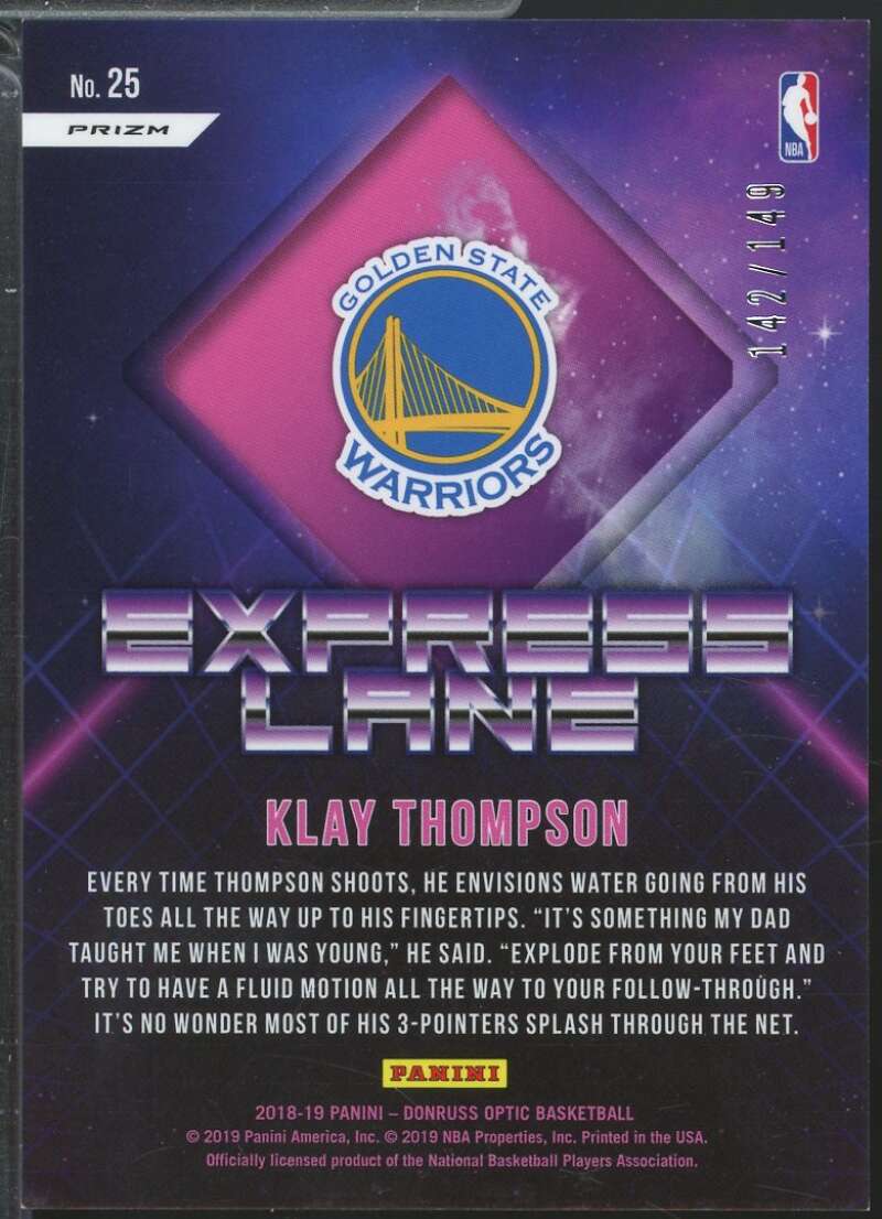 Klay Thompson Card 2018-19 Donruss Optic Express Lane Lime Green /149 #25  Image 2
