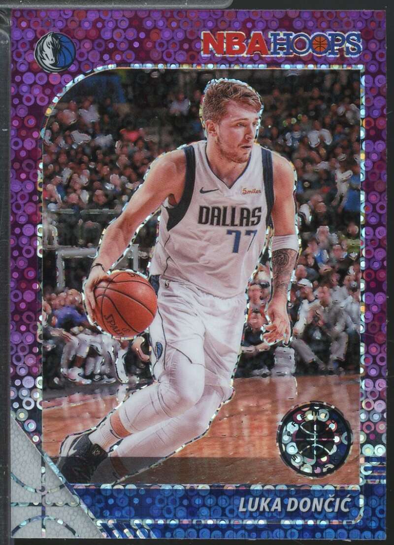 Luka Doncic Card 2019-20 Hoops Premium Stock Prizms Purple Disco #39  Image 1