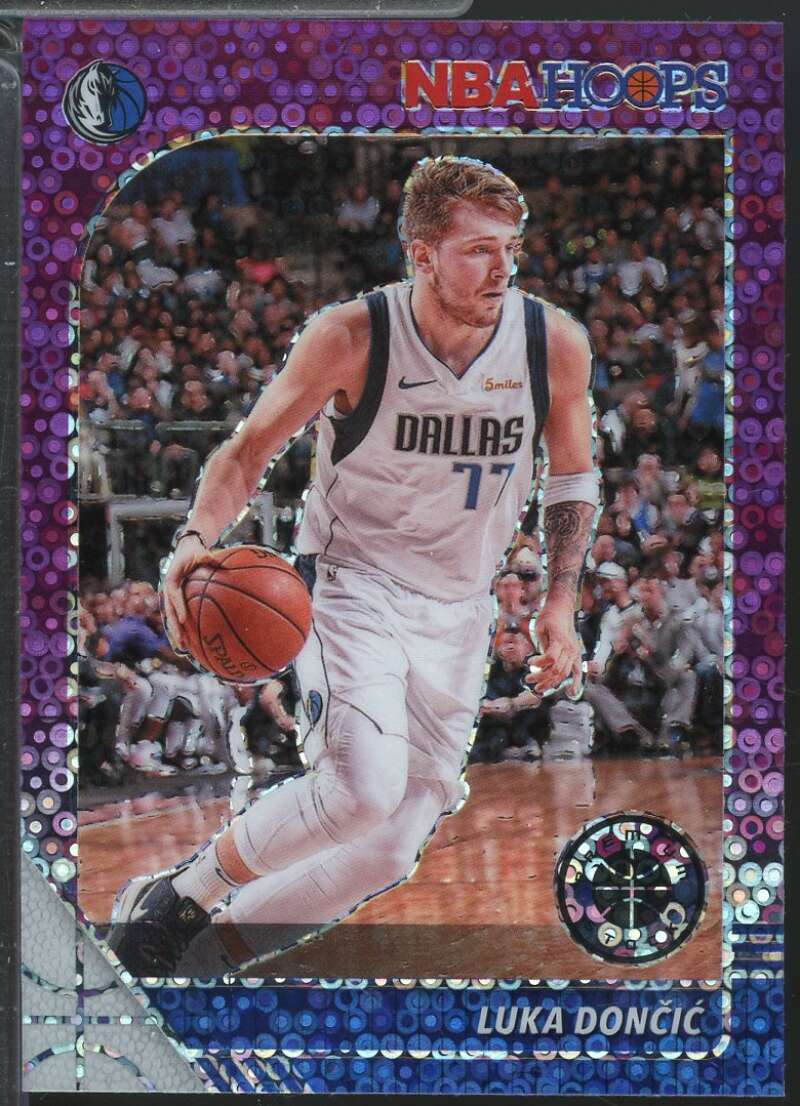 Luka Doncic Card 2019-20 Hoops Premium Stock Prizms Purple Disco #39  Image 1