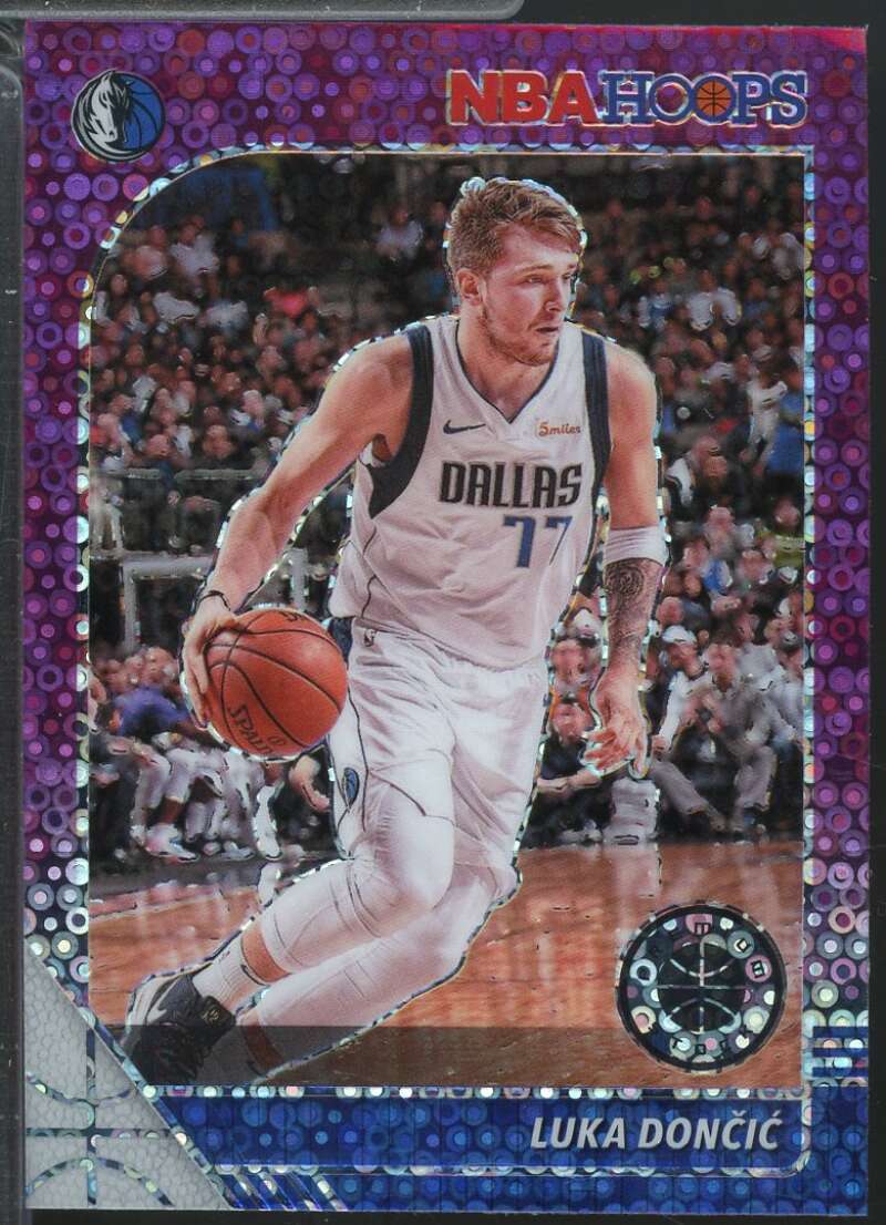 Luka Doncic Card 2019-20 Hoops Premium Stock Prizms Purple Disco #39  Image 1
