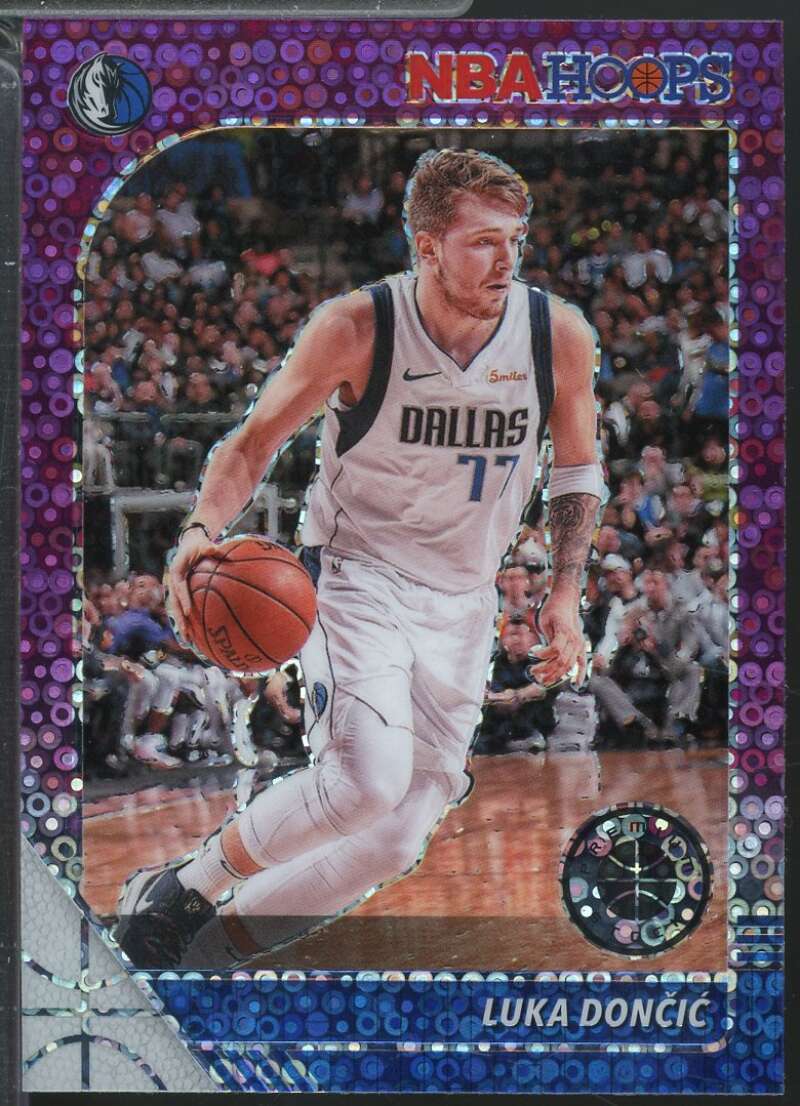 Luka Doncic Card 2019-20 Hoops Premium Stock Prizms Purple Disco #39  Image 1