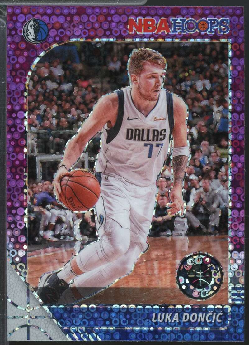 Luka Doncic Card 2019-20 Hoops Premium Stock Prizms Purple Disco #39  Image 1