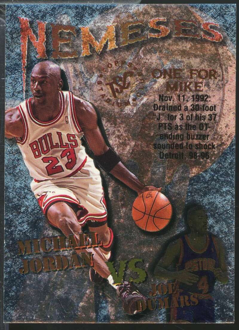 Michael Jordan Joe Dumars Card 1995-96 Stadium Club Nemeses #N10  Image 1