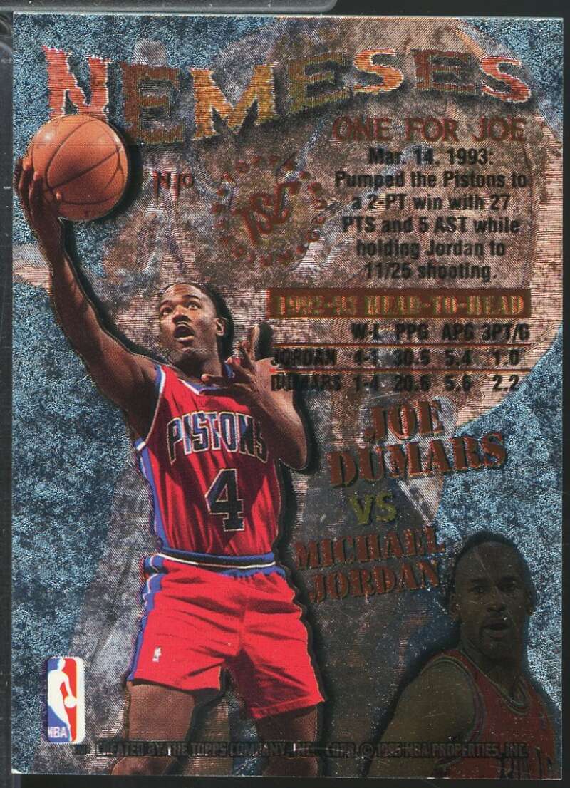 Michael Jordan Joe Dumars Card 1995-96 Stadium Club Nemeses #N10  Image 2