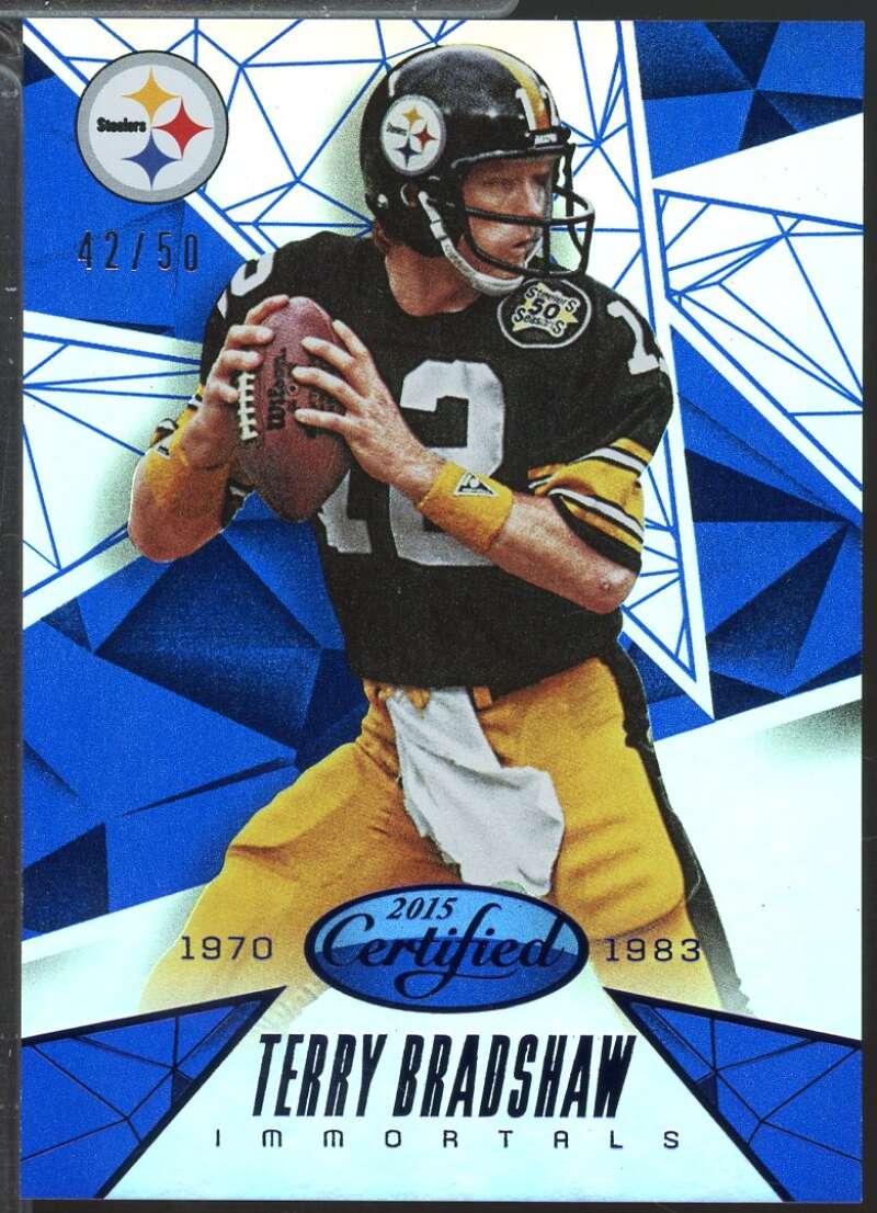 Terry Bradshaw Card 2015 Certified Immortals Mirror Blue /50 #103  Image 1