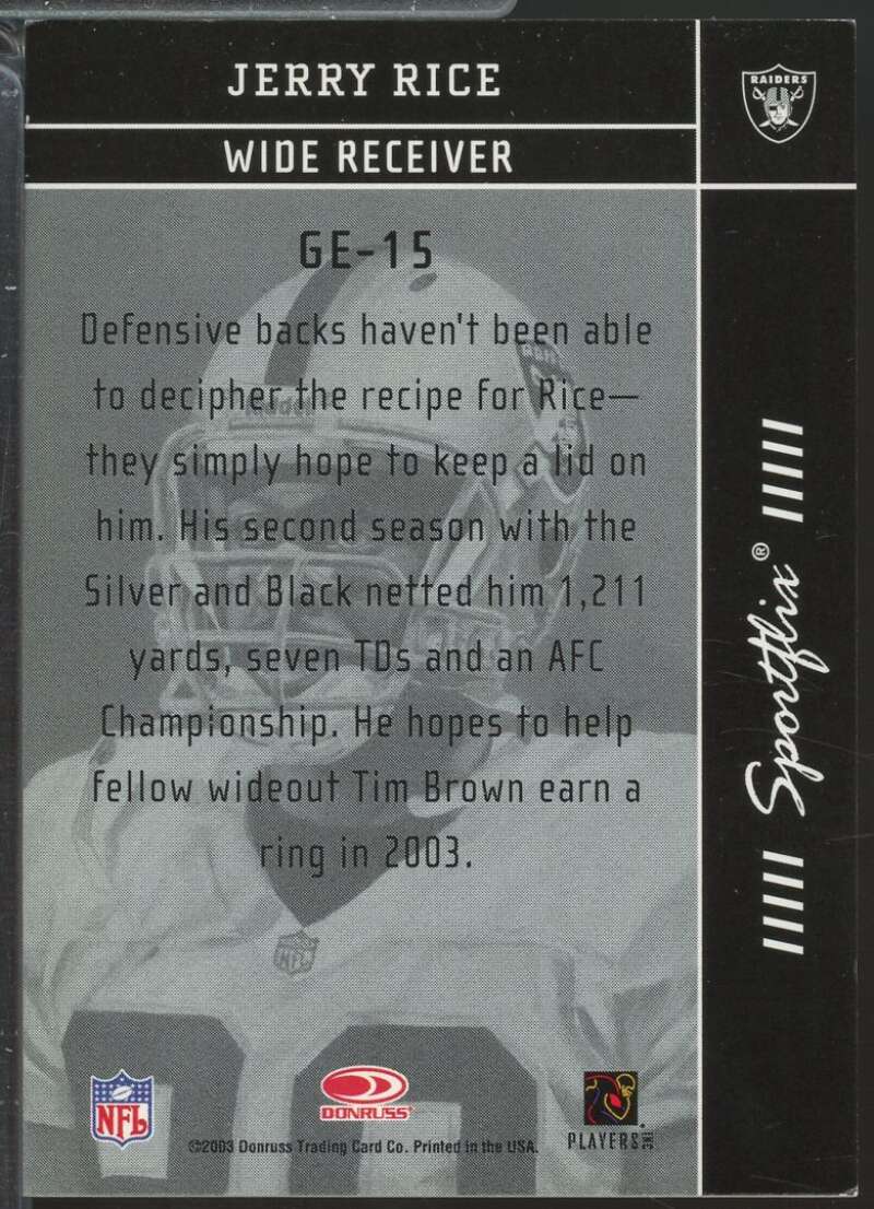 Jerry Rice Card 2003 Gridiron Kings GK Evolution #GE15  Image 2