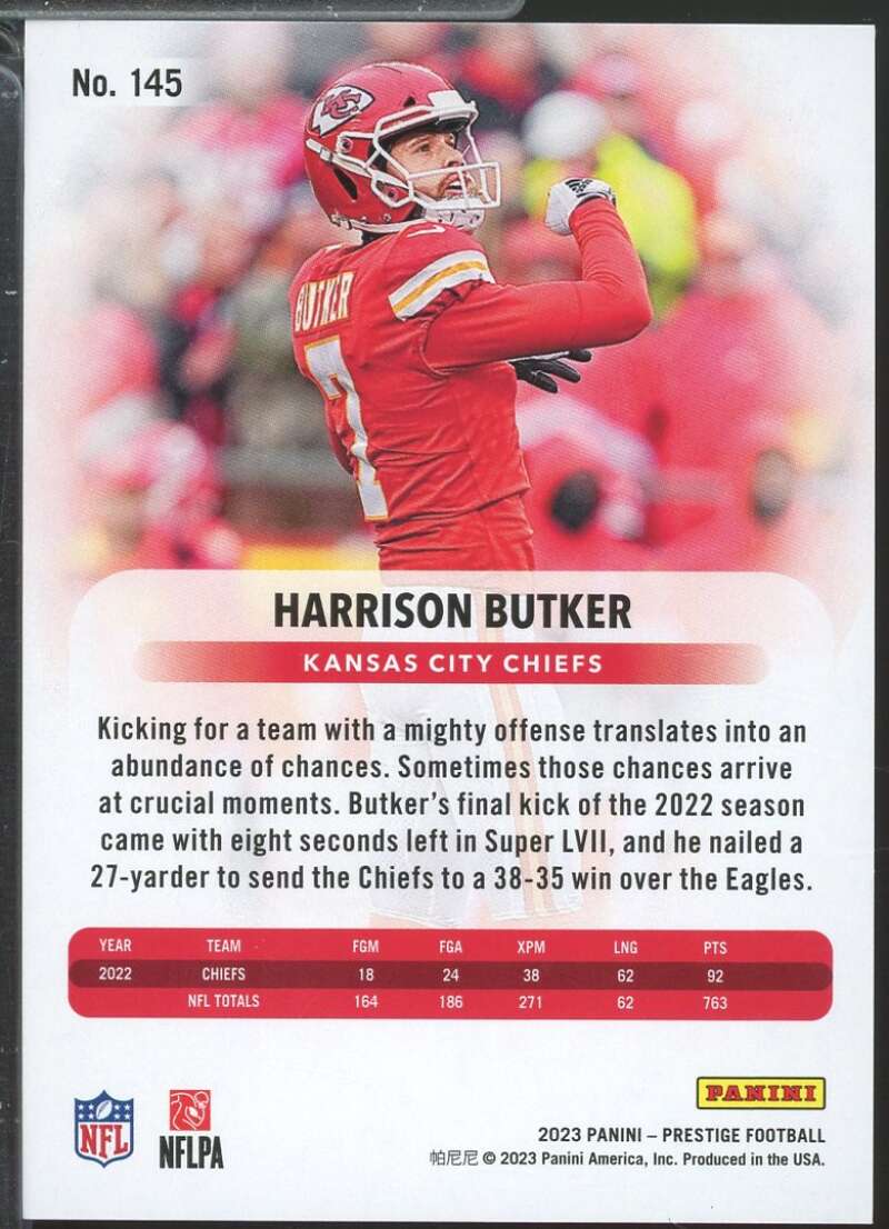 Harrison Butker Card 2023 Prestige Xtra Points Gold /75 #145  Image 2