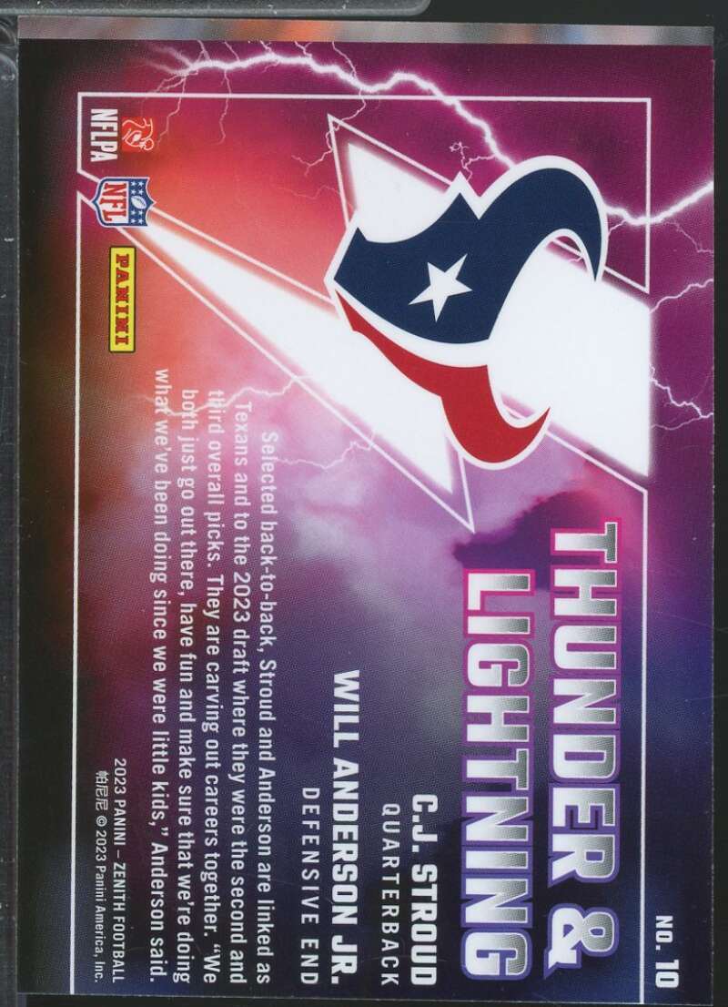CJ Stroud Will Anderson Jr. Rookie 2023 Zenith Thunder and Lightning Red #10  Image 2