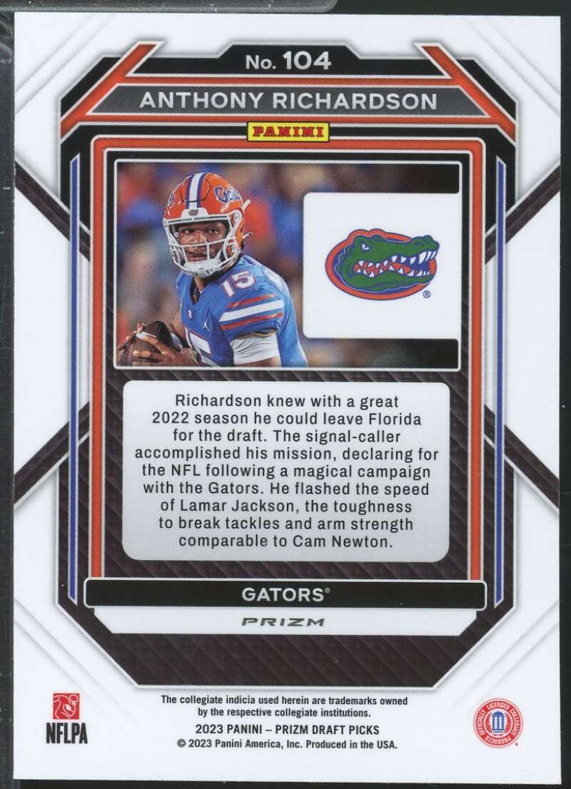 Anthony Richardson Rookie Card 2023 Panini Prizm Draft Picks Gold Ice #104  Image 2