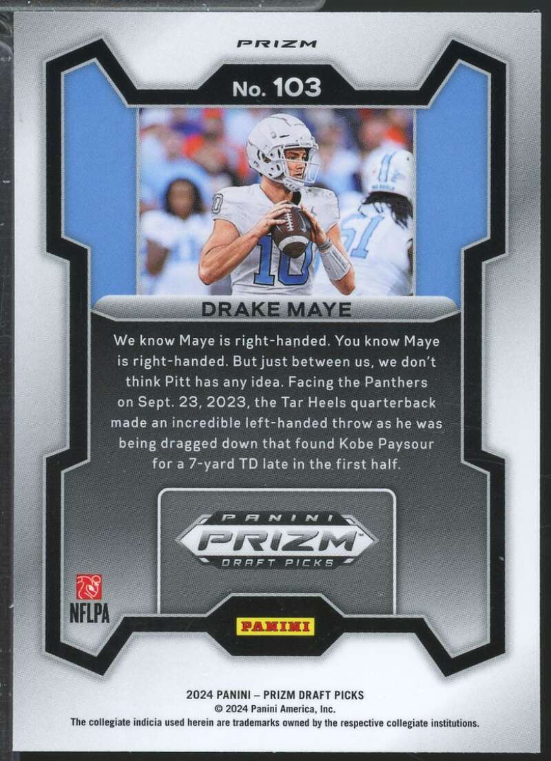 Drake Maye Rookie Card 2024 Panini Prizm Draft Picks Red Ice #103  Image 2