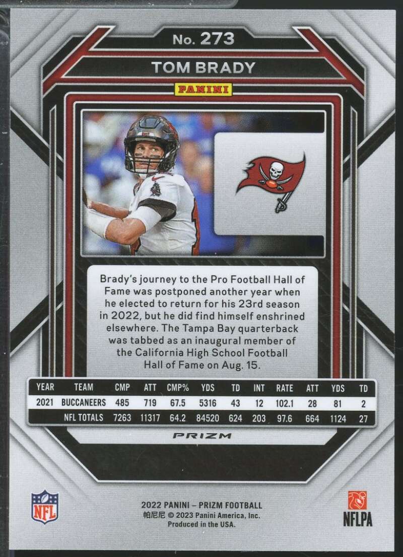 Tom Brady Card 2022 Panini Prizm Green #273  Image 2