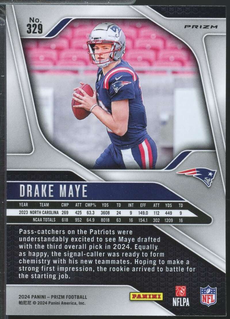 Drake Maye Rookie Card 2024 Panini Prizm Red White and Blue #329  Image 2
