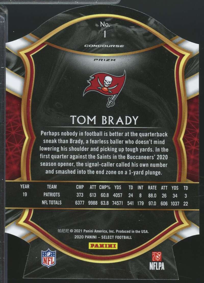 Tom Brady Card 2020 Select Prizm Purple Die Cut #1  Image 2
