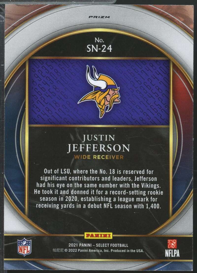 Justin Jefferson Card 2021 Select Select Numbers Silver #24  Image 2