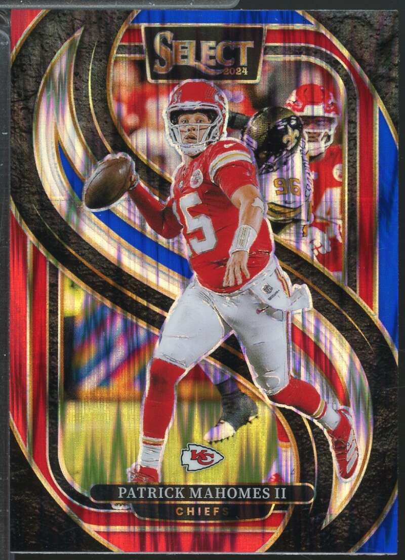 Patrick Mahomes II Card 2024 Select Prizm Red and Blue Shock #120  Image 1